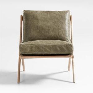 Natural Wood and Leather Chair