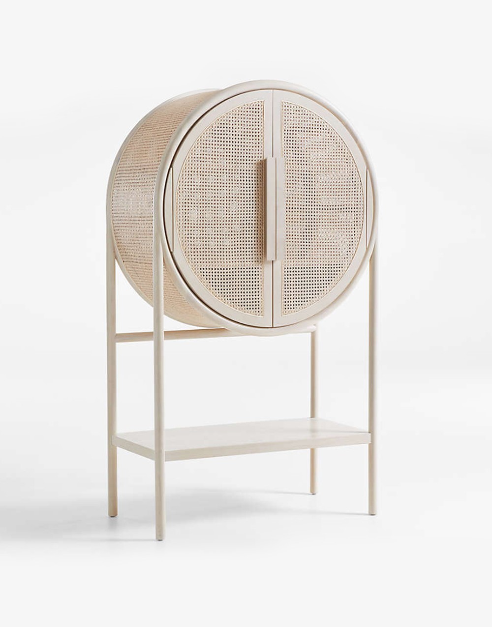 Whitewash Cane Bar Cabinet