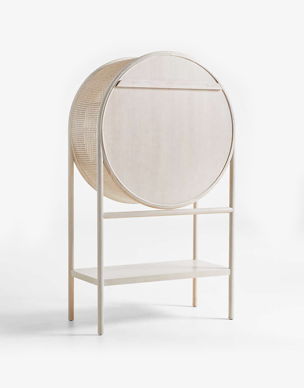 Whitewash Cane Bar Cabinet